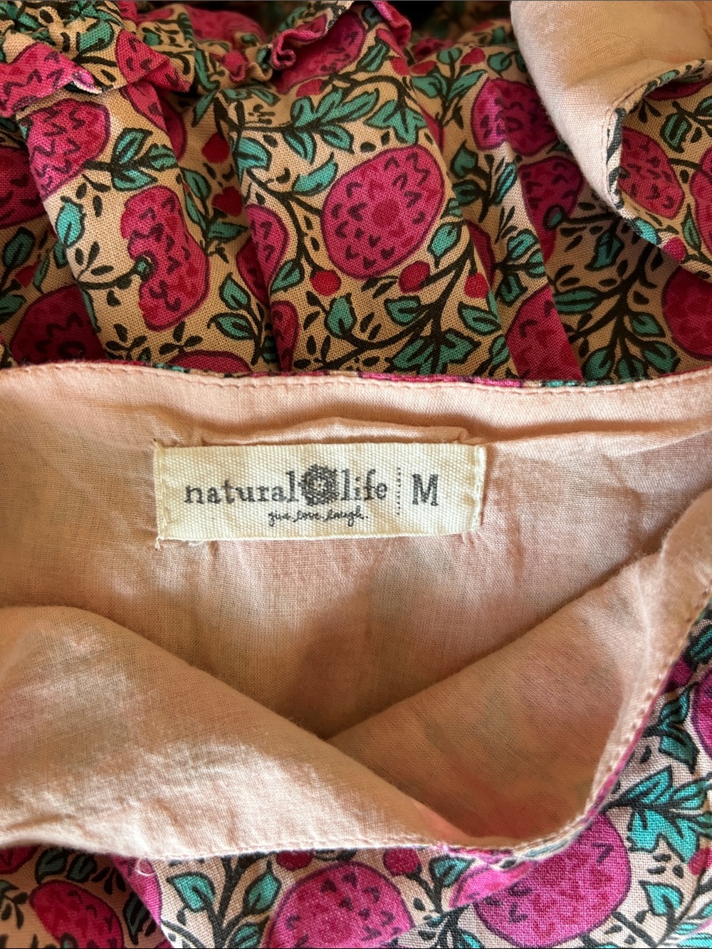 NATURAL LIFE “Patti” Pink Floral Tiered Mini Dress size M - Picture 11 of 12